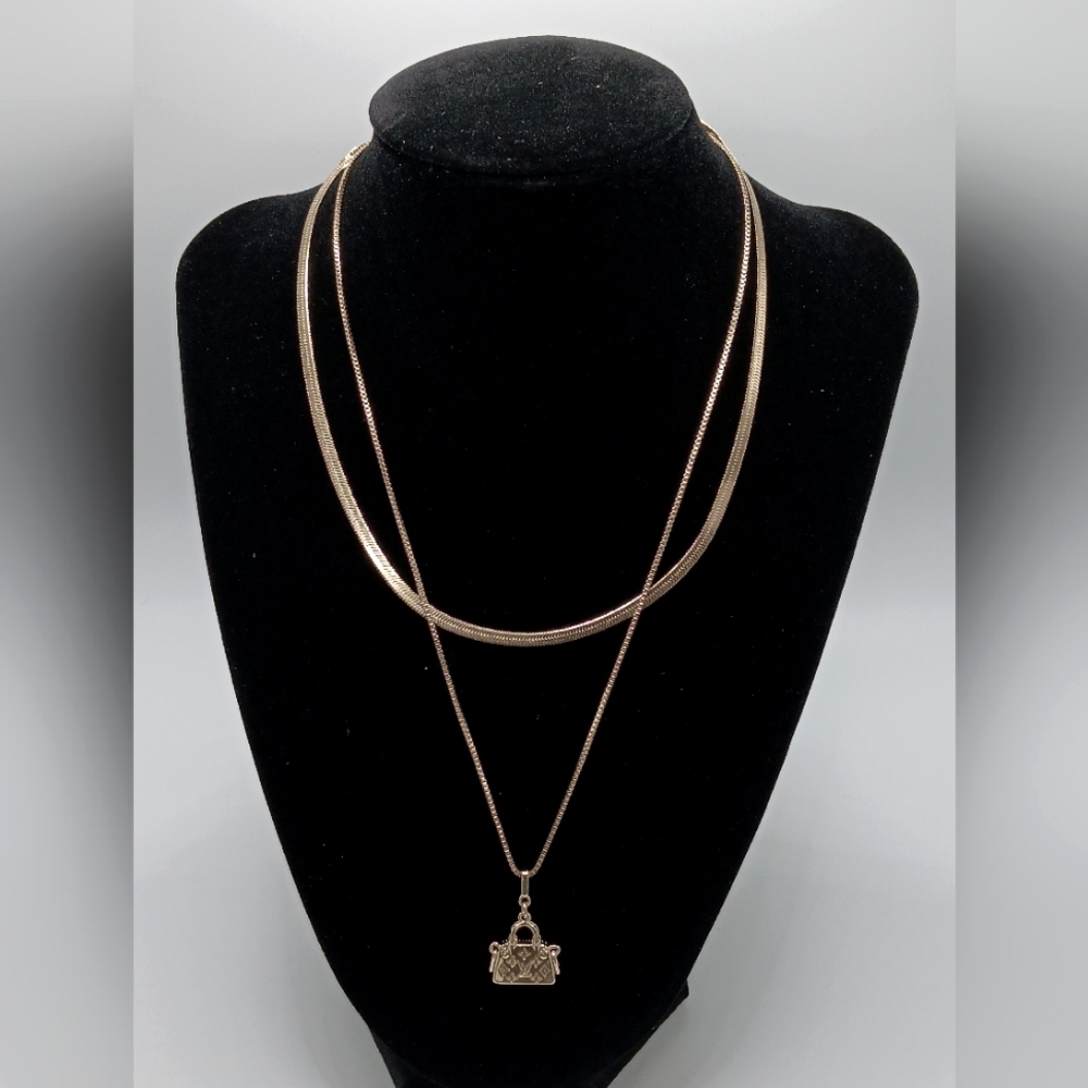 LV hi-end double chained stainless steel necklace